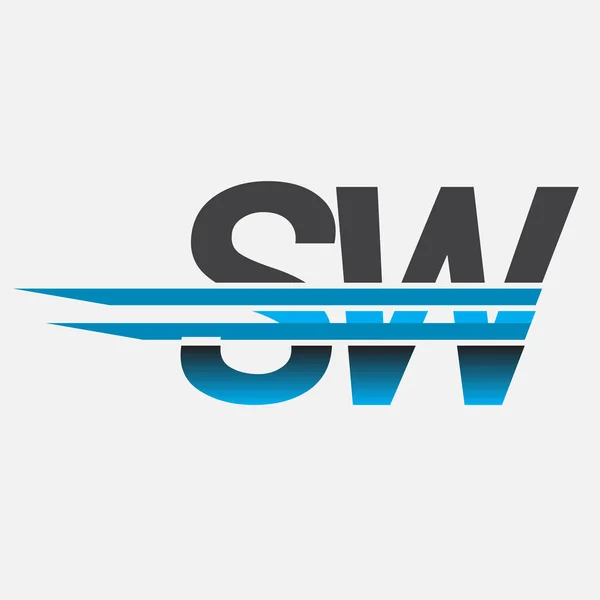 Początkowe Logo Nazwa Firmy Kolorowe Czarno Niebieskie Proste Nowoczesne Logo — Wektor stockowy