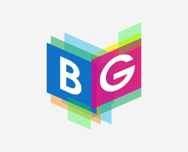 創造産業 ウェブ ビジネスや企業のためのカラフルな幾何学的な形状 文字の組み合わせのロゴデザインを持つレターBgロゴ — ストックベクタ