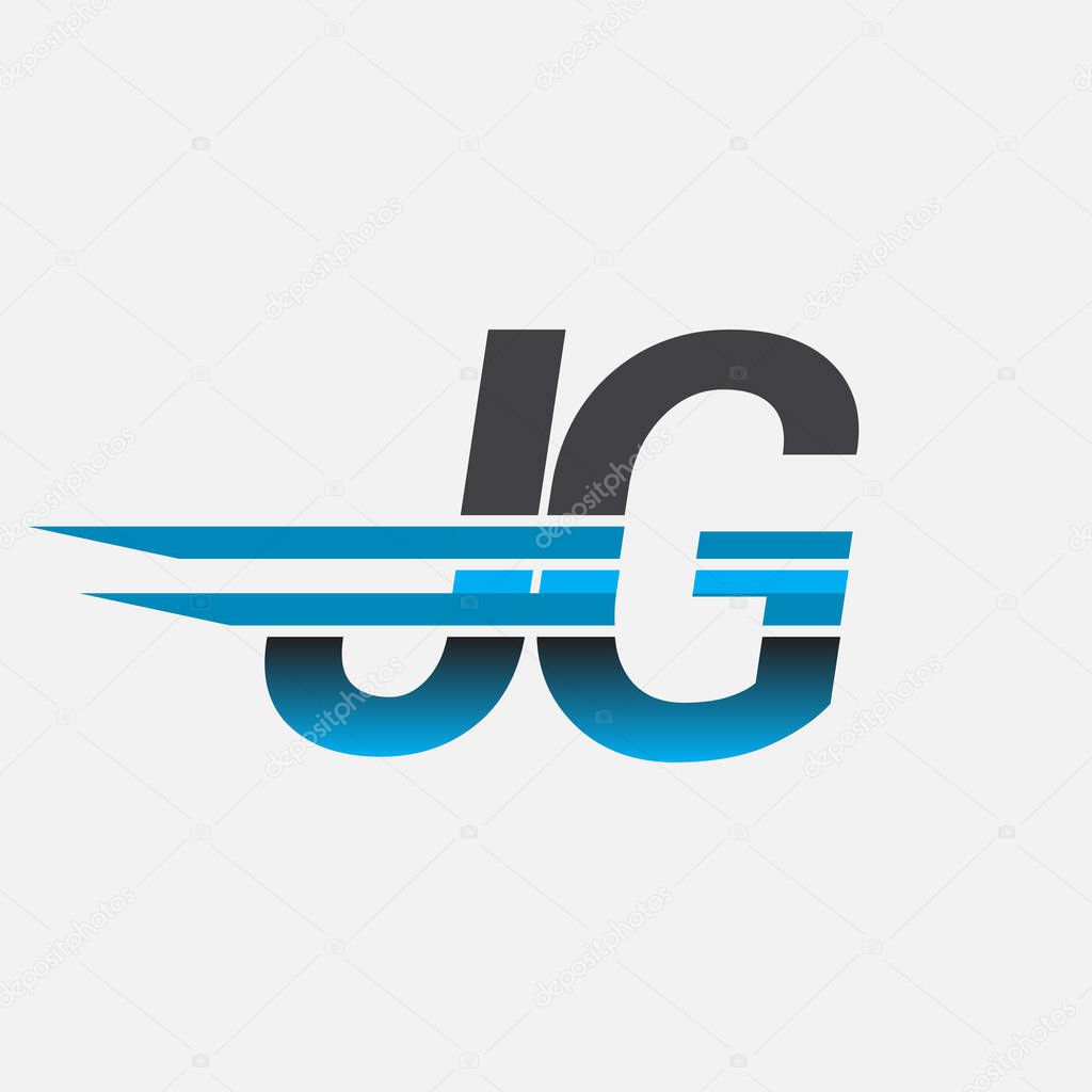 Initial logo JG company name colored black and blue, Simple and Modern Logo Design.