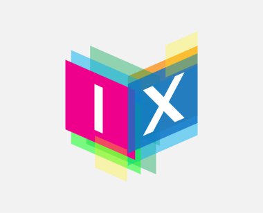 Renkli geometrik şekilli IX logosu, yaratıcı endüstri, web, iş ve şirket için harf kombinasyonu tasarımı.