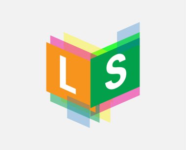 Renkli geometrik şekilli LS logosu, yaratıcı endüstri, web, iş ve şirket için harf kombinasyonlu logo tasarımı.