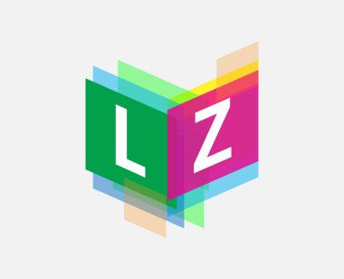 Renkli geometrik şekilli LZ logosu, yaratıcı endüstri, web, iş ve şirket için harf kombinasyonu tasarımı.