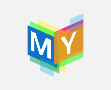 Renkli geometrik şekilli logom, yaratıcı endüstri, web, iş ve şirket için harf kombinasyonlu logo tasarımı.