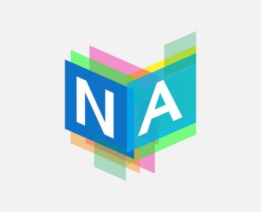 Renkli geometrik şekilli NA harfi logosu, yaratıcı endüstri, web, iş ve şirket için harf kombinasyonu tasarımı.