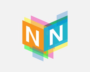 Renkli geometrik şekilli NN harfi logosu, yaratıcı endüstri, web, iş ve şirket için harf kombinasyonu tasarımı.
