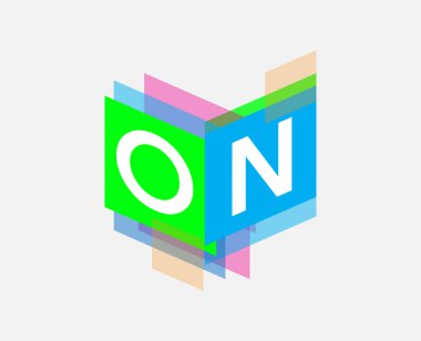 Renkli geometrik şekilli harf on logosu, yaratıcı endüstri, web, iş ve şirket için harf kombinasyonu tasarımı.