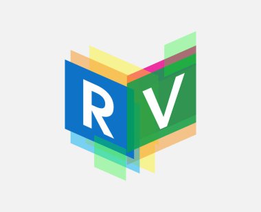 Renkli geometrik şekilli karavan logosu, yaratıcı endüstri, web, iş ve şirket için harf kombinasyonu tasarımı.