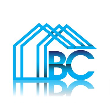 Ev simgesi, iş logosu ve emlak geliştiricisiyle ilk logo BC.