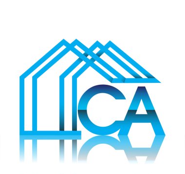 Ev simgesi, iş logosu ve gayrimenkul geliştiricisi ile ilk logo CA.