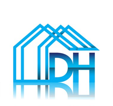 ilk logo DH ev simgesi, iş logosu ve emlak geliştiricisi.