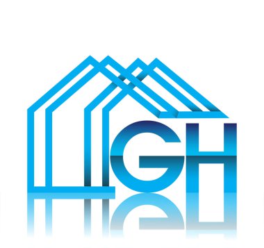 ilk logo GH ile ev simgesi, iş logosu ve emlak geliştiricisi.