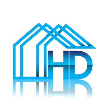 Ev simgesi, iş logosu ve emlak geliştiricisi içeren ilk logo HD.