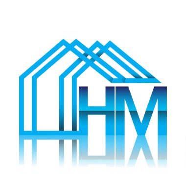 Ev simgesi, iş logosu ve gayrimenkul geliştiricisiyle ilk logo HM.
