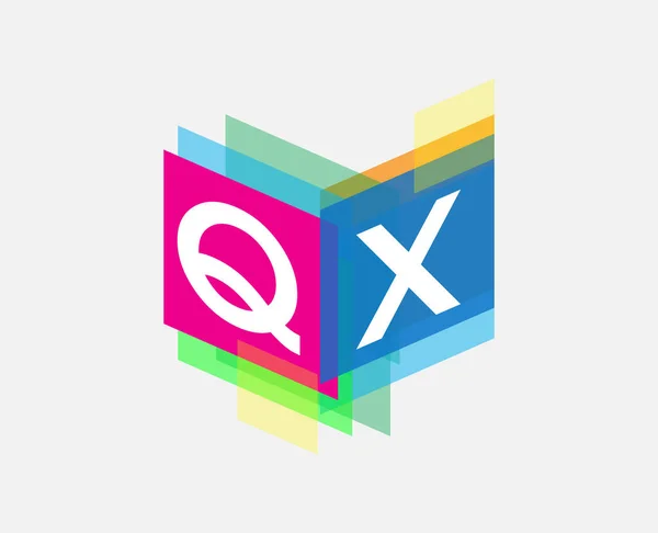 具有彩色几何形状的字母Qx标识 创意产业 企业和公司的字母组合标识设计 — 图库矢量图片
