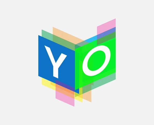 Lettera Logo Con Forma Geometrica Colorata Lettera Combinazione Logo Design — Vettoriale Stock