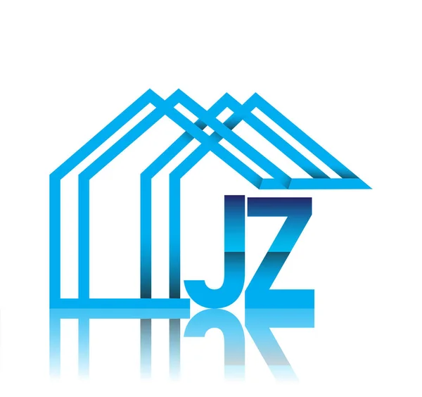 带有房屋图标 商业标识和地产开发商的Jz初始标识 — 图库矢量图片