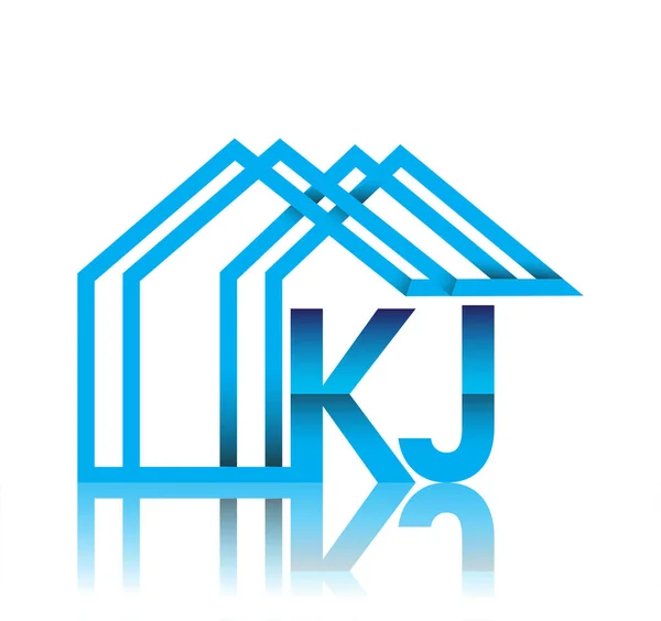 stock vector initial logo KJ with house icon, business logo and property developer.