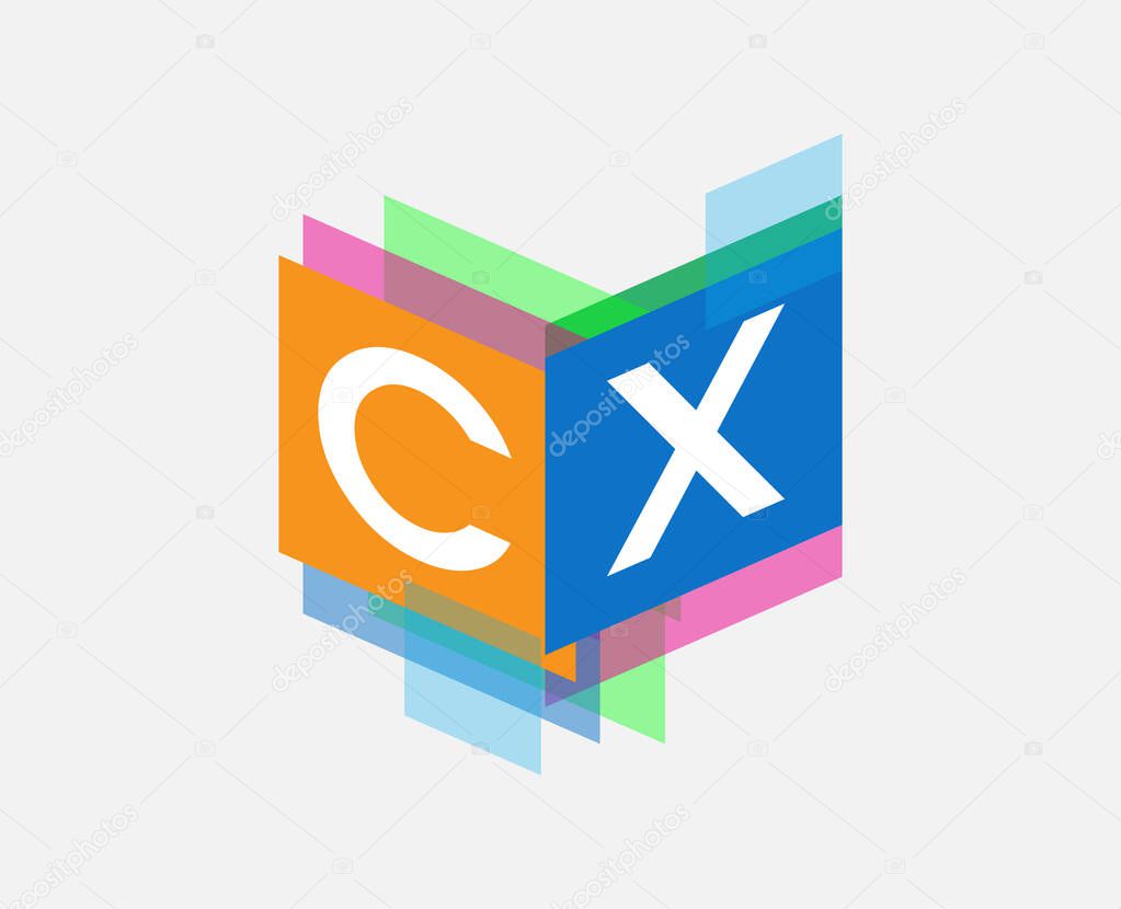 Letter CX logo with colorful geometric shape, letter combination logo design for creative industry, web, business and company.
