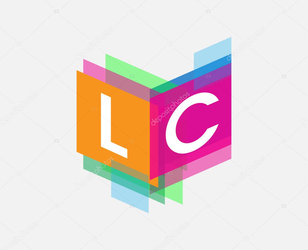 Letter LC logo with colorful geometric shape, letter combination logo design for creative industry, web, business and company.