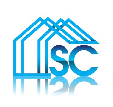 Ev simgesi, iş logosu ve gayrimenkul geliştiricisi içeren ilk logo SC.