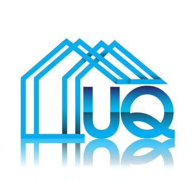 ilk logo UQ ev simgesi, iş logosu ve emlak geliştiricisi.