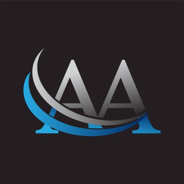 İlk harf AA logotype şirketi adı mavi ve gri renkli salto tasarımı. iş ve şirket kimliği için vektör logosu.