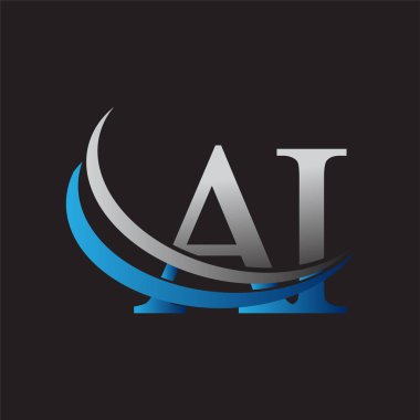 İlk harf AI logotype şirketi adı mavi ve gri renkli. iş ve şirket kimliği için vektör logosu.
