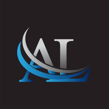 İlk harf AL logotype şirketinin adı mavi ve gri renkli. iş ve şirket kimliği için vektör logosu.
