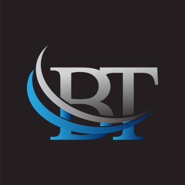İlk harf BT logotype şirketinin adı mavi ve gri renkli desenli. iş ve şirket kimliği için vektör logosu.