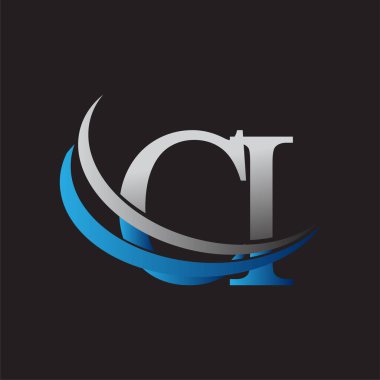 İlk harf CI logotype şirketinin adı mavi ve gri renkli desenli. iş ve şirket kimliği için vektör logosu.