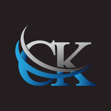 CK logotype şirketinin ilk harfi mavi ve gri renkli desenli. iş ve şirket kimliği için vektör logosu.