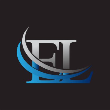 İlk harf EL logotype şirketinin adı mavi ve gri renkli desenli. iş ve şirket kimliği için vektör logosu.