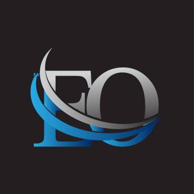 İlk harf EO logotype şirketinin adı mavi ve gri desenli. iş ve şirket kimliği için vektör logosu.