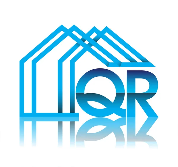 带有房屋图标 商业标识和地产开发商的初始标识Qr — 图库矢量图片