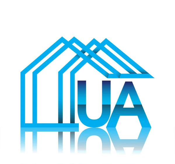 带有房屋图标 商业标识和地产开发商的Ua初始标识 — 图库矢量图片