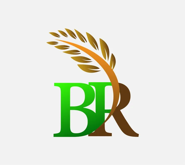 Initial Letter Logo Agriculture Wheat Logo Template Vector Icon Design — Stock Vector
