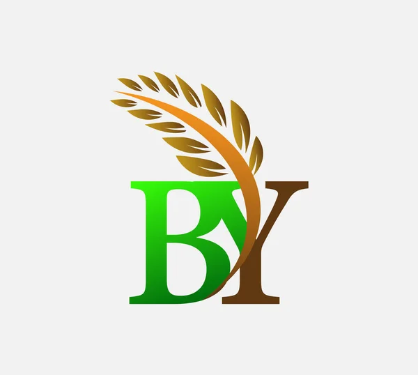 Logo Huruf Awal Agriculture Wheat Logo Desain Ikon Vektor Templat - Stok Vektor