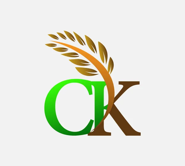 Letra Inicial Logo Agricultura Trigo Logo Plantilla Vector Icono Diseño — Archivo Imágenes Vectoriales