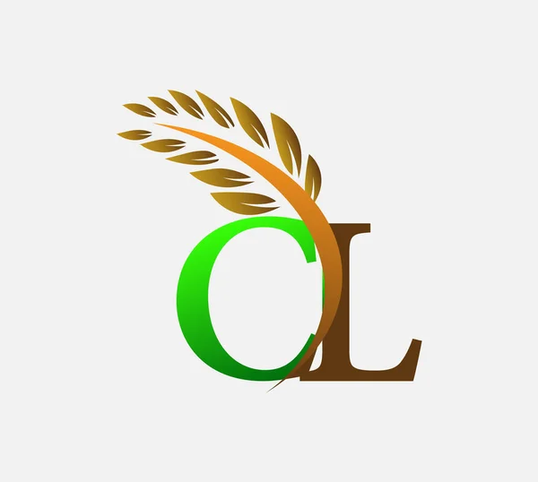 Anfangsbuchstaben Logo Landwirtschaft Weizen Logo Template Vektor Symbol Design Grün — Stockvektor