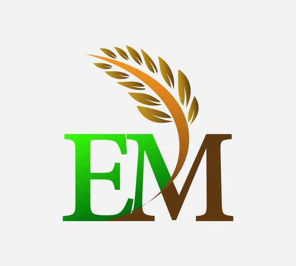 Logo Huruf Awal Agriculture Wheat Desain Ikon Vektor Logo Template - Stok Vektor