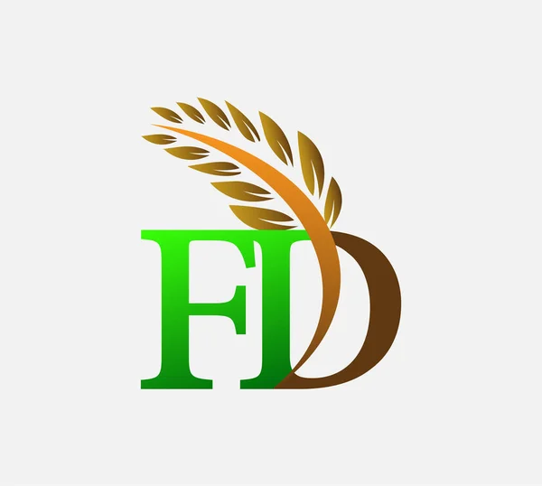 Harf Logosu Tarım Logosu Şablon Vektör Ikonu Tasarımı Renkli Yeşil — Stok Vektör