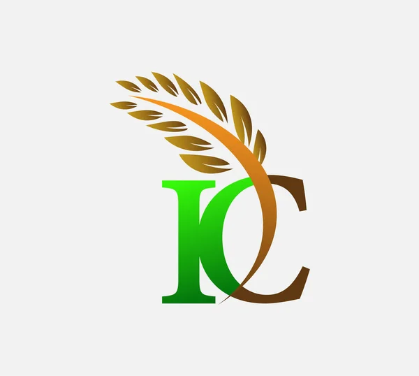 Letra Inicial Logo Agricultura Trigo Logo Plantilla Vector Icono Diseño — Archivo Imágenes Vectoriales