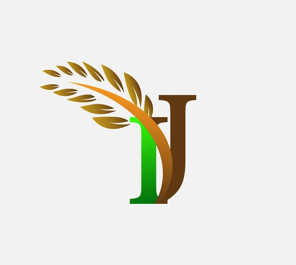 Початкова Літера Логотип Сільськогосподарська Пшениця Логотип Шаблон Векторний Дизайн Кольоровий — стоковий вектор