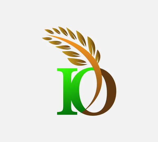 Logotipo Carta Inicial Agricultura Trigo Logotipo Modelo Vetor Ícone Design — Vetor de Stock