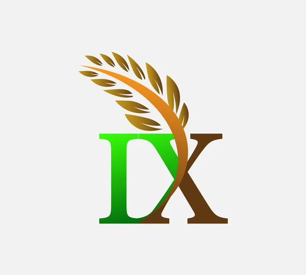 Awal Huruf Logo Agriculture Wheat Logo Template Vektor Desain Ikon - Stok Vektor