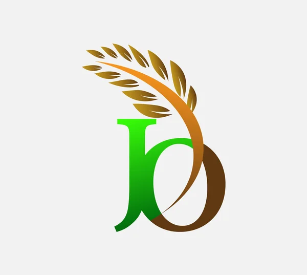 Anfangsbuchstaben Logo Landwirtschaft Weizen Logo Template Vektor Icon Design Grün — Stockvektor