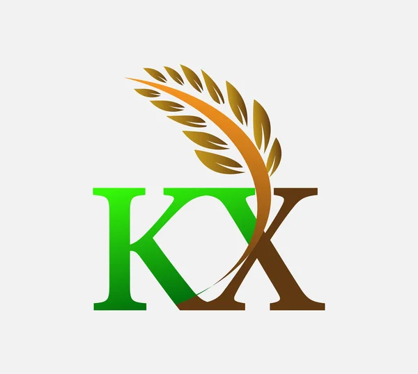 Начальная Буква Логотип Сельское Хозяйство Пшеницы Логотип Векторного Дизайна Иконки — стоковый вектор