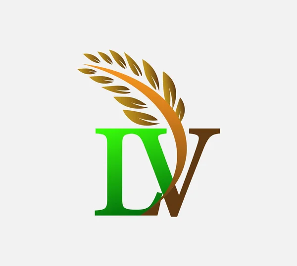 Letra Inicial Logo Agricultura Trigo Logo Plantilla Vector Icono Diseño — Vector de stock