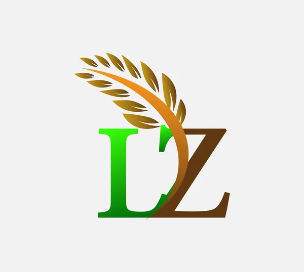 Initial Letter Logo Agriculture Wheat Logo Template Vector Icon Design — Stock Vector