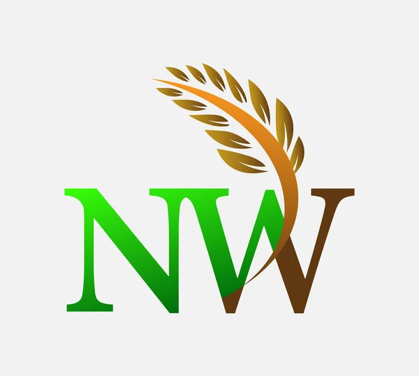 Awal Huruf Logo Agriculture Wheat Logo Template Vektor Desain Ikon - Stok Vektor